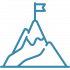Icon of a mountain peak with a flag at the summit, representing experience or achievement.