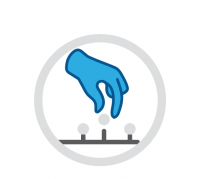 Illustration of a hand placing optical markers onto a surgical tool.