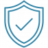 Icon of a shield with a checkmark inside, representing reliability.